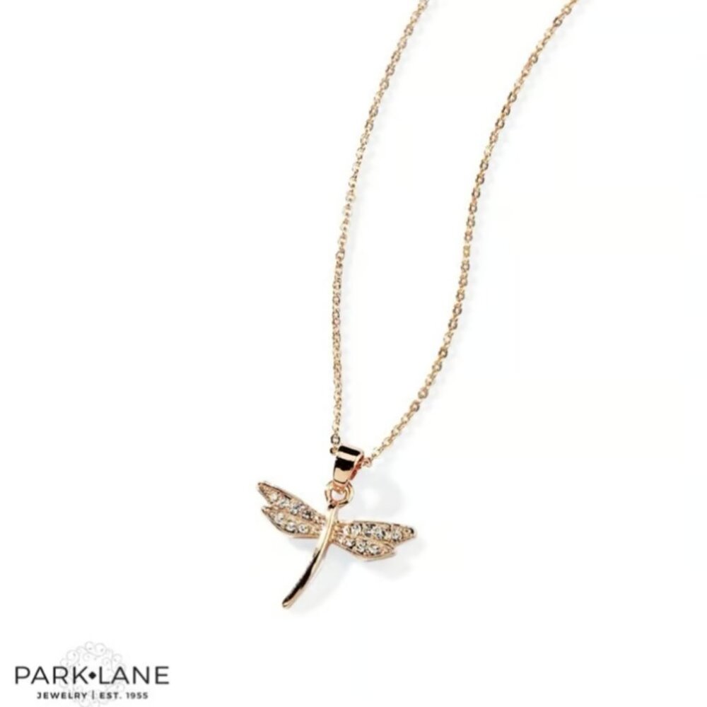 NWT Park Lane Illuminate Delicate Dragonfly Necklace Austrian Crystals